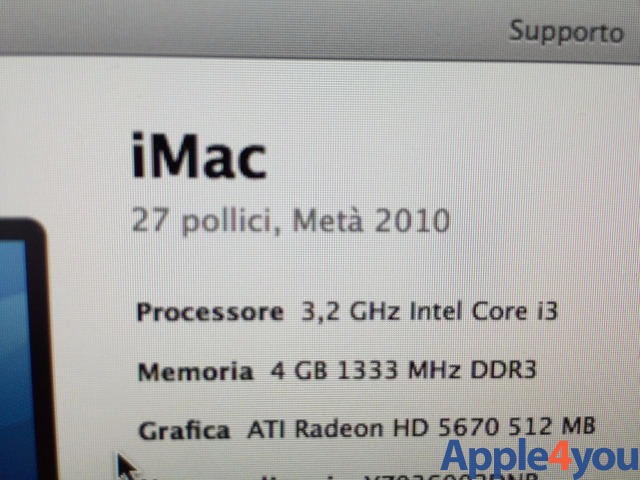iMac 27 pollici anno 2010